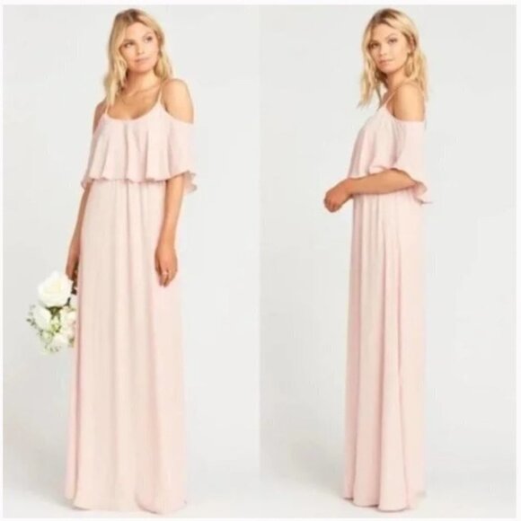 Show Me Your Mumu Caitlin Ruffle Maxi Dress in Dusty Blush Crisp size Large NWT* - Picture 1 of 12